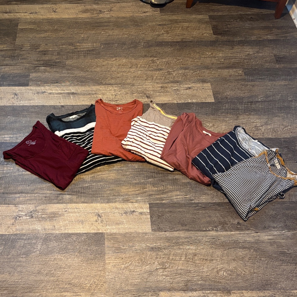 Maurices Women's Tops in Burgundy, Black, Rust, and Stripes